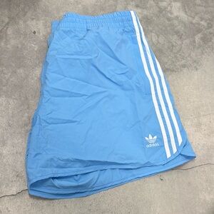 adidas Originals Light Blue Shorts with White Stripes